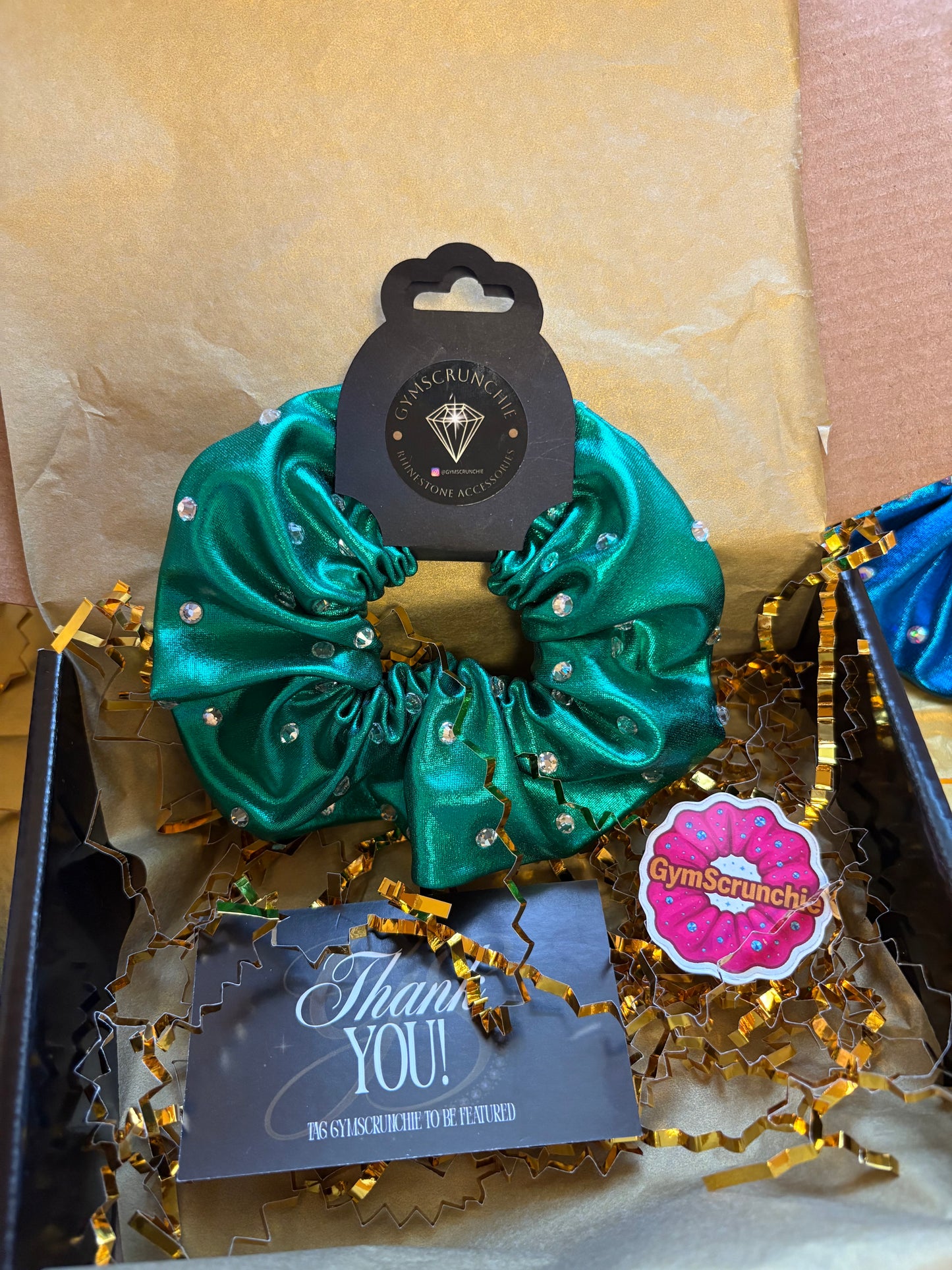 Metallic Jade Rhinestone Scrunchie