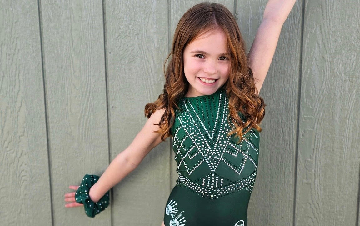 Spandex Green Rhinestone Scrunchie