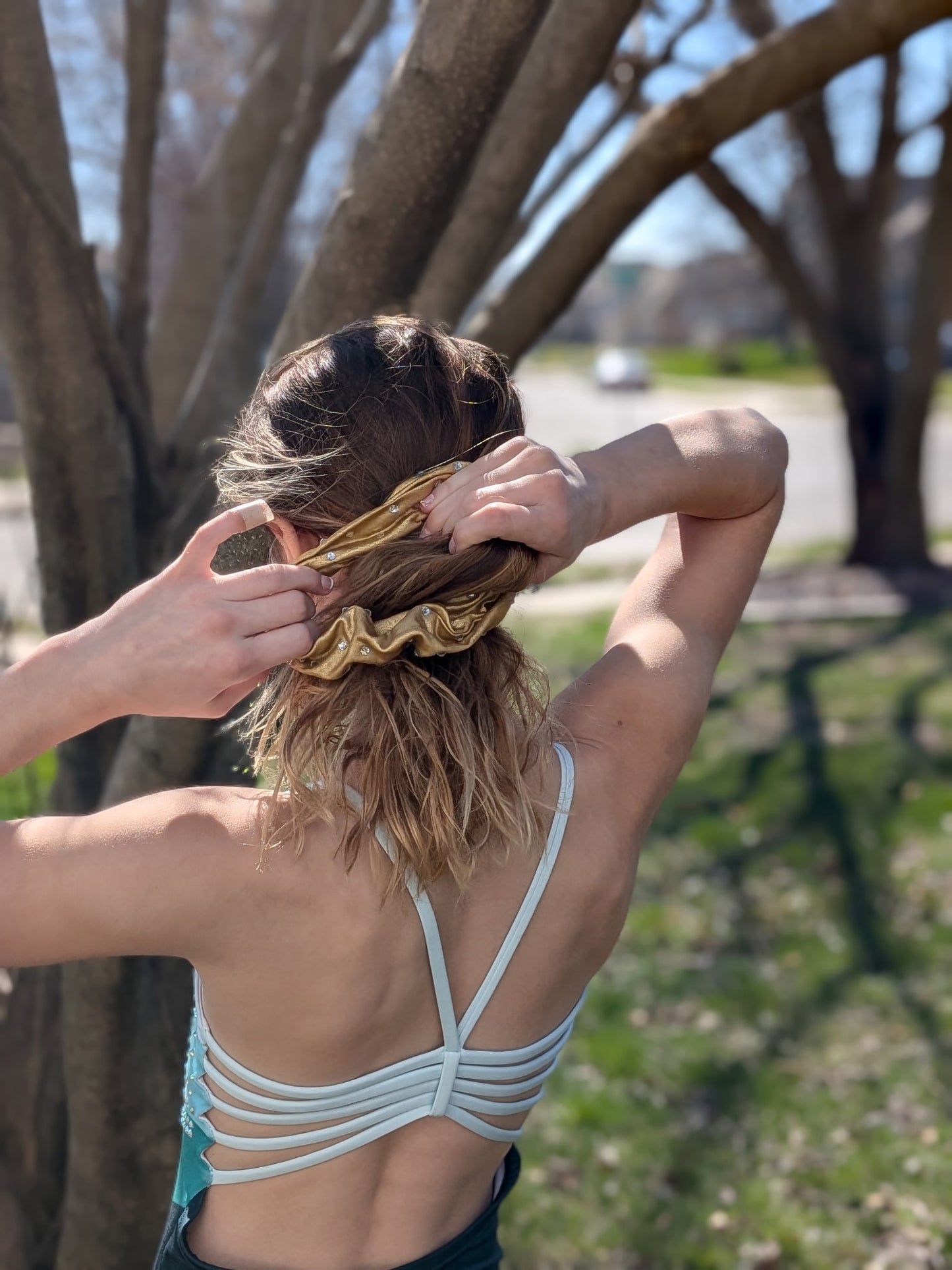 Gold Metallic Scrunchie