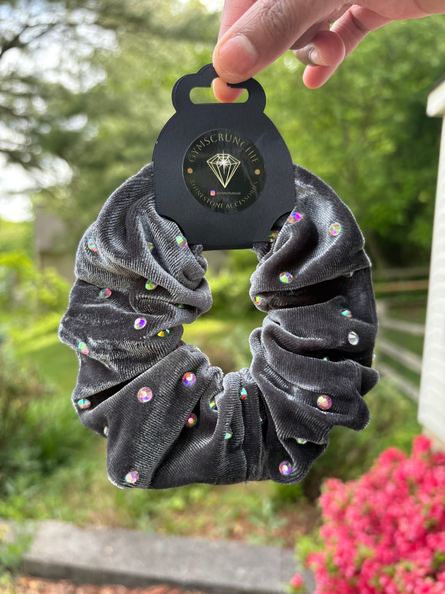 Velvet Rhinestone Scrunchie