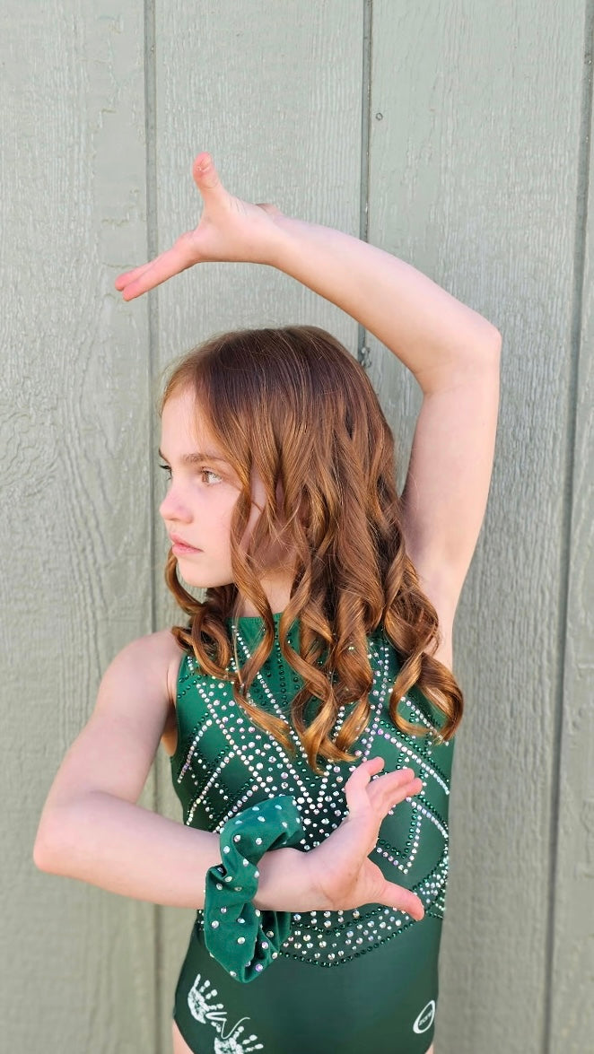 Spandex Green Rhinestone Scrunchie