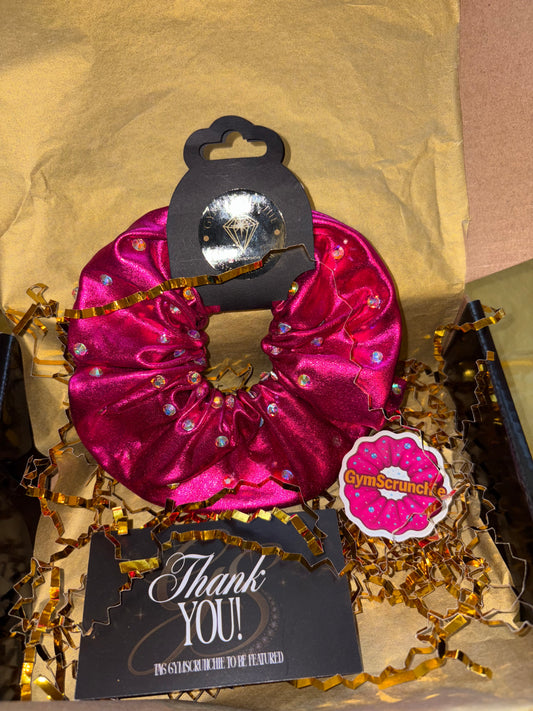 Metallic Fuchsia Rhinestone Scrunchie
