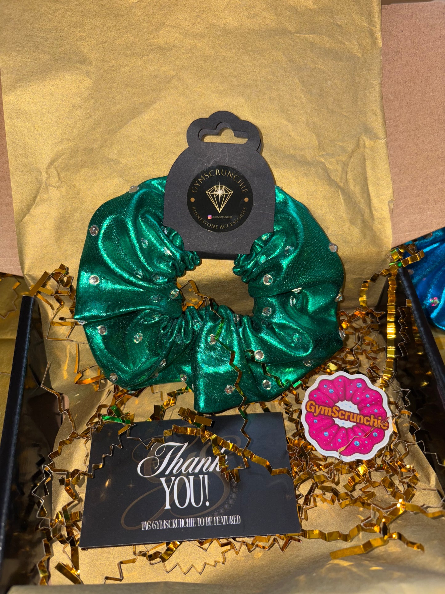 Metallic Jade Rhinestone Scrunchie