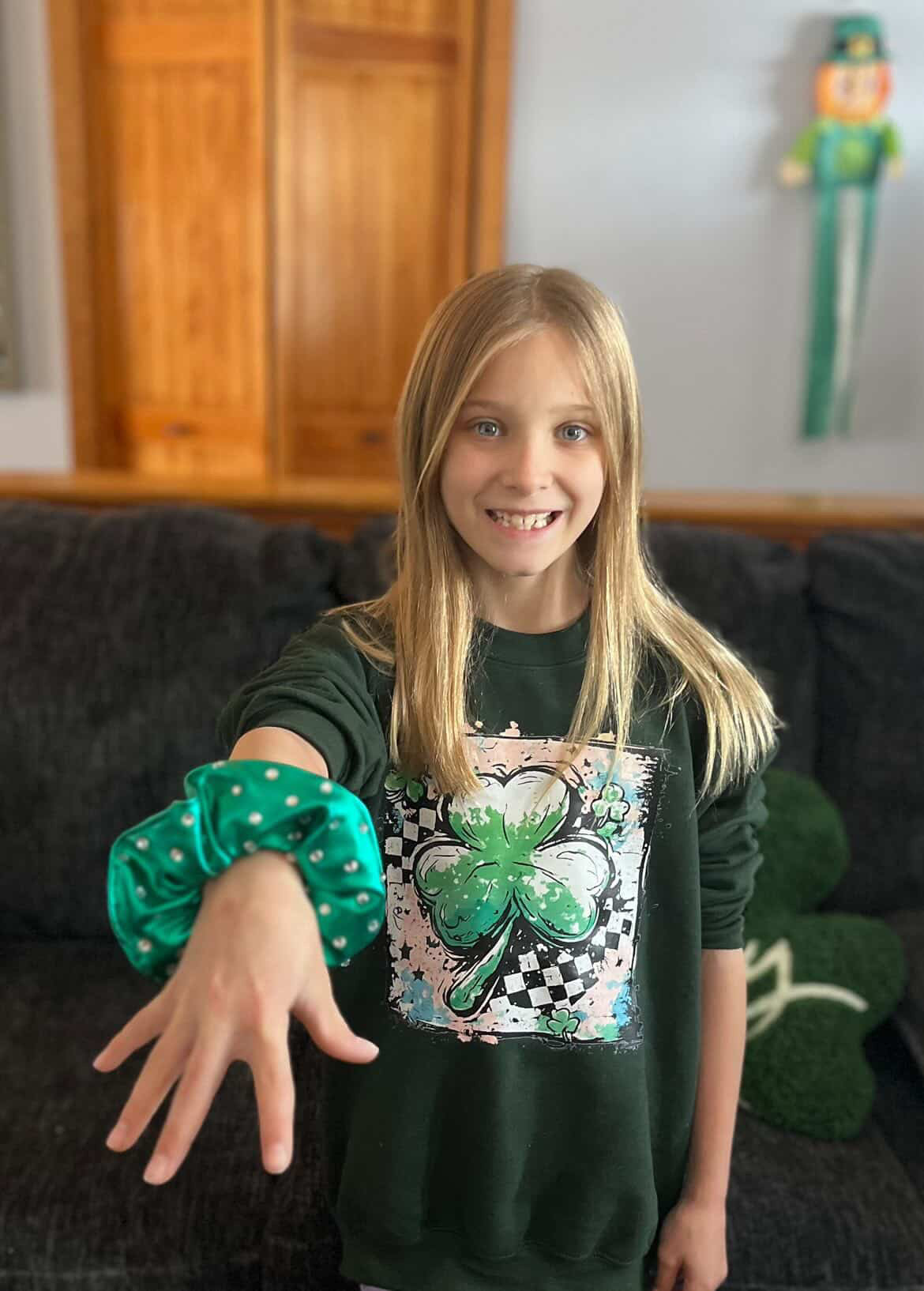Metallic Jade Rhinestone Scrunchie