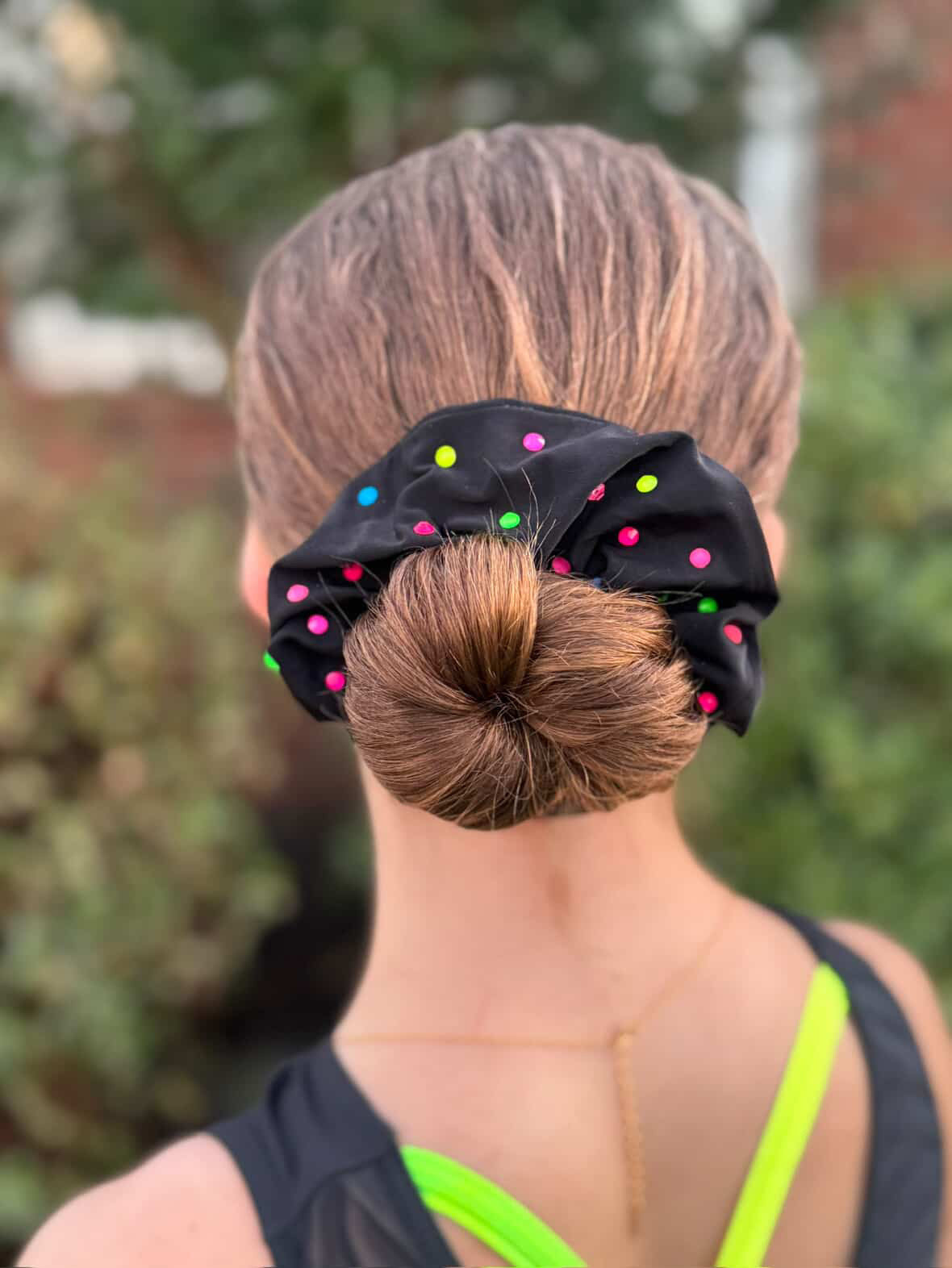 Black UV rhinestone scrunchie