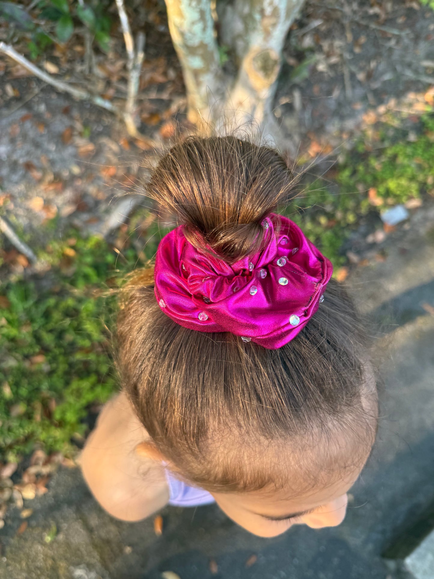 Metallic Fuchsia Rhinestone Scrunchie