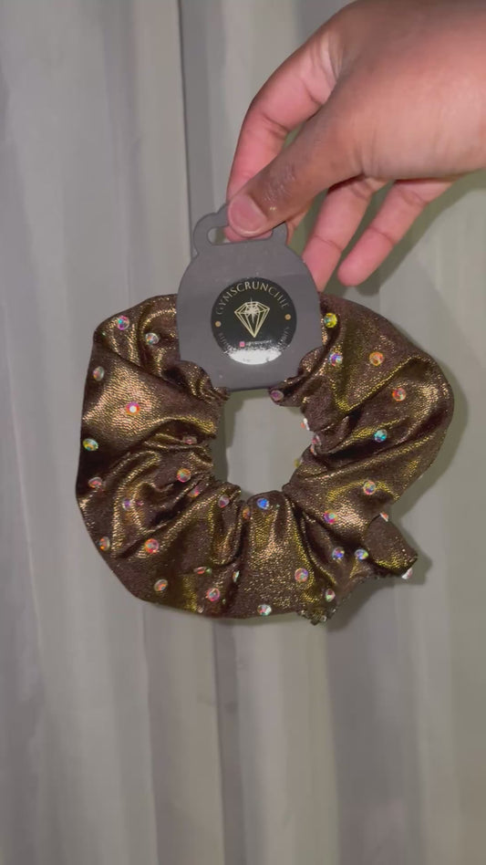 Metallic Bronze Rhinestone Scrunchie